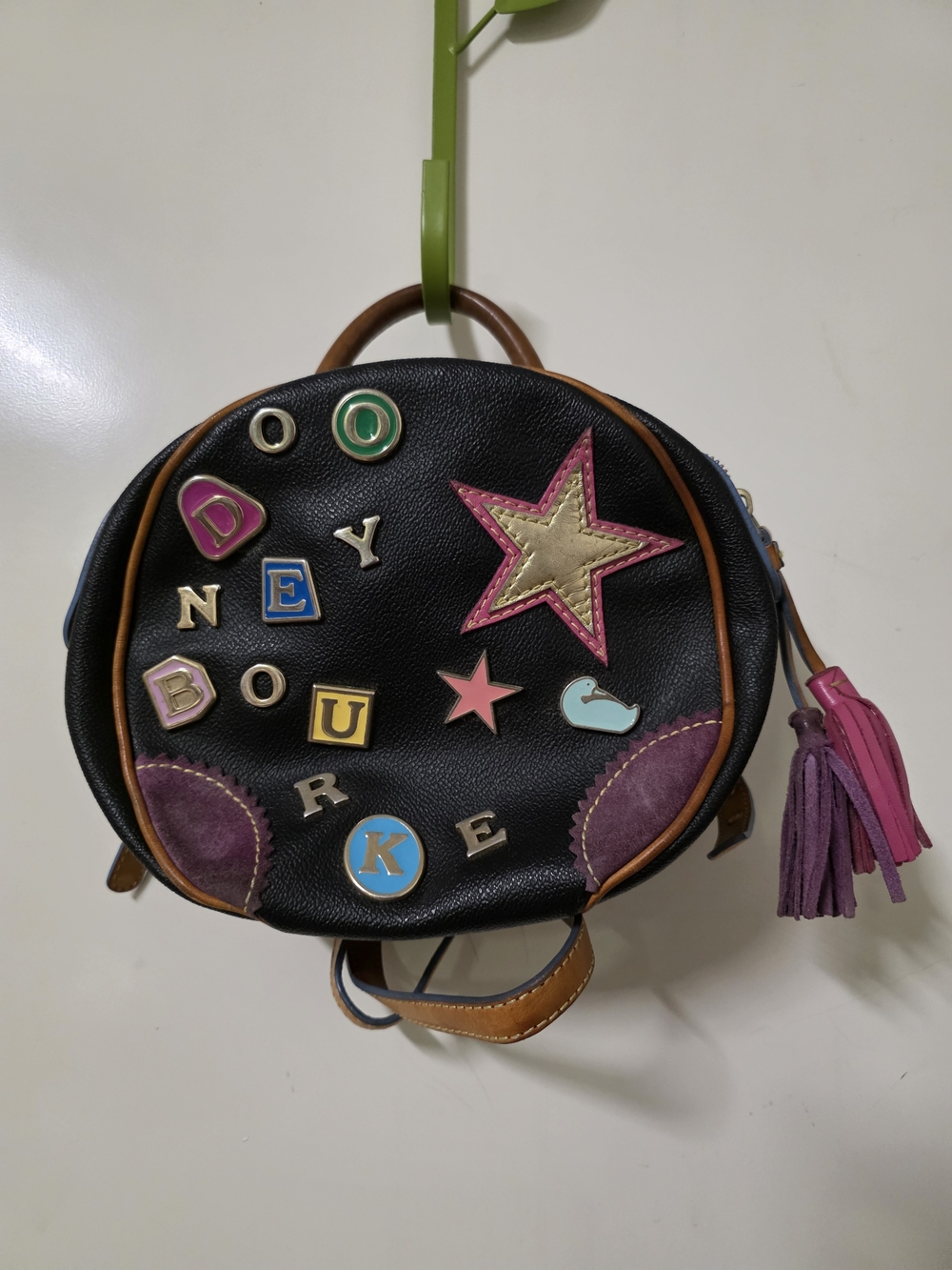 Vintage Round Black Accent Patchwork Women's Backpack